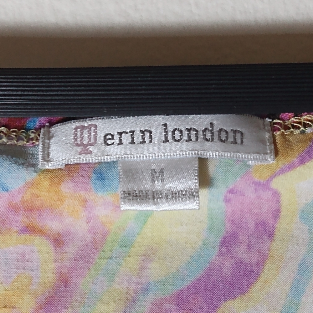 Erin London M Easter Bright Paisley Top in Pink Yellow Green - Picture 3 of 5